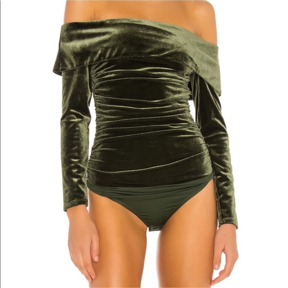 Majorelle Revolve Kearny Velvet Velour Bodysuit Green Holiday Christmas Medium